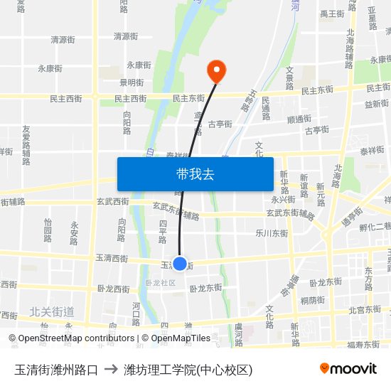 玉清街潍州路口 to 潍坊理工学院(中心校区) map