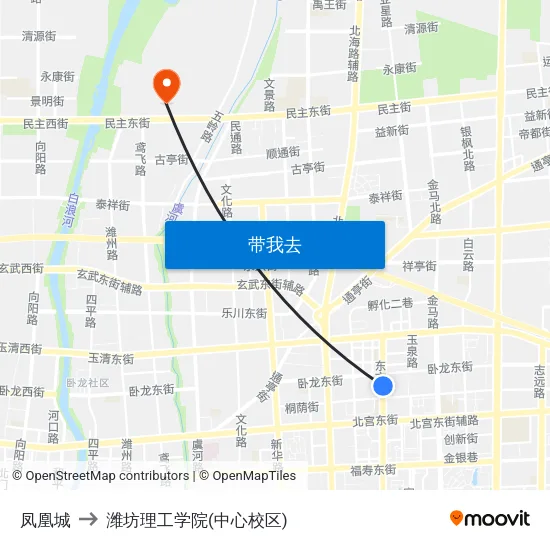 凤凰城 to 潍坊理工学院(中心校区) map