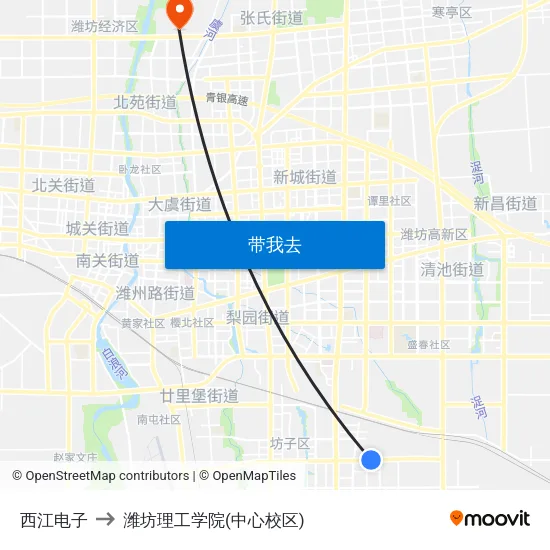 西江电子 to 潍坊理工学院(中心校区) map