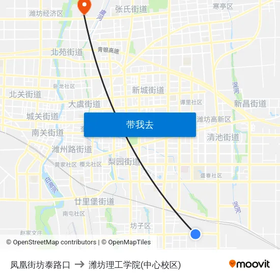 凤凰街坊泰路口 to 潍坊理工学院(中心校区) map