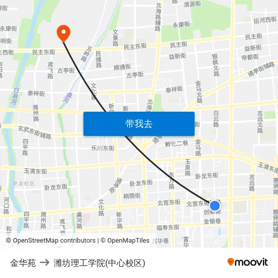 金华苑 to 潍坊理工学院(中心校区) map