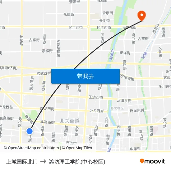 上城国际北门 to 潍坊理工学院(中心校区) map