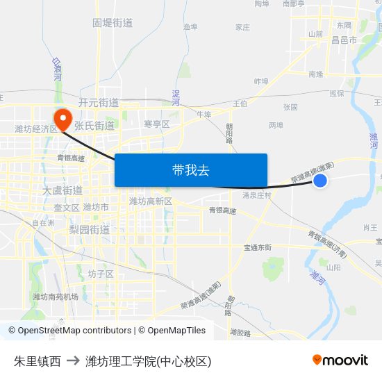 朱里镇西 to 潍坊理工学院(中心校区) map