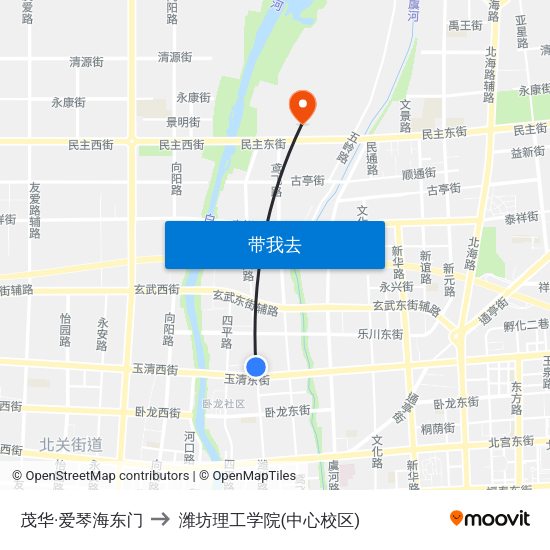 茂华·爱琴海东门 to 潍坊理工学院(中心校区) map