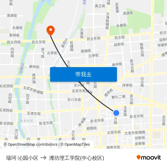 瑞珂·沁园小区 to 潍坊理工学院(中心校区) map