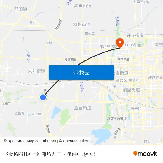 刘坤家社区 to 潍坊理工学院(中心校区) map