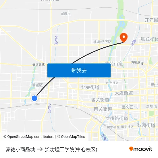 豪德小商品城 to 潍坊理工学院(中心校区) map