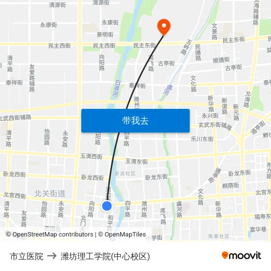 市立医院 to 潍坊理工学院(中心校区) map