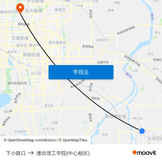下小路口 to 潍坊理工学院(中心校区) map