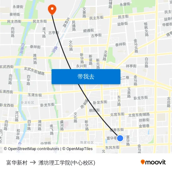 富华新村 to 潍坊理工学院(中心校区) map