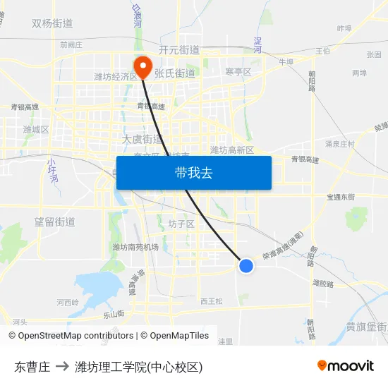 东曹庄 to 潍坊理工学院(中心校区) map