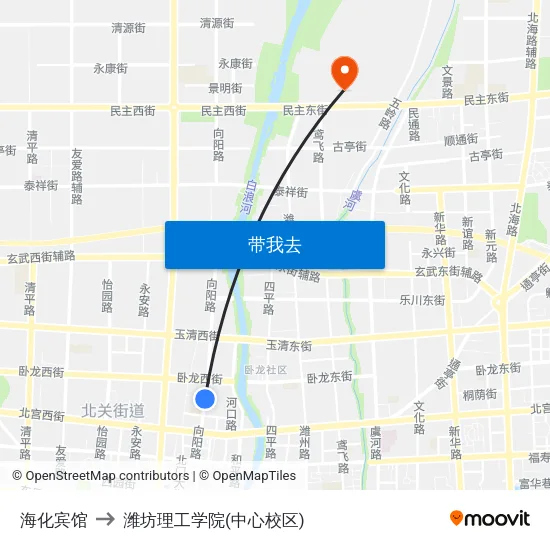 海化宾馆 to 潍坊理工学院(中心校区) map