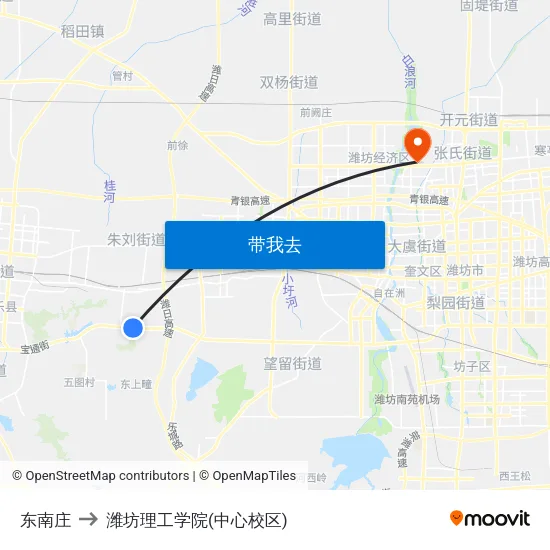东南庄 to 潍坊理工学院(中心校区) map