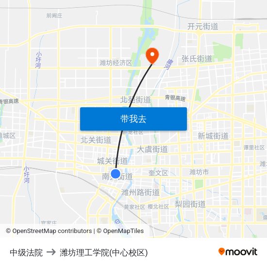 中级法院 to 潍坊理工学院(中心校区) map