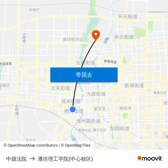 中级法院 to 潍坊理工学院(中心校区) map