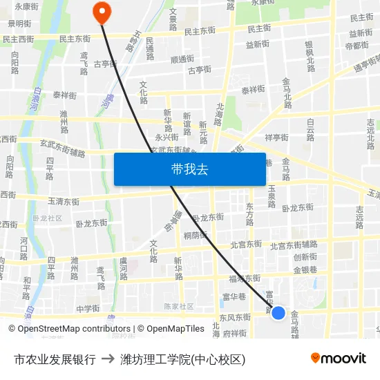 市农业发展银行 to 潍坊理工学院(中心校区) map
