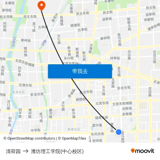 清荷园 to 潍坊理工学院(中心校区) map