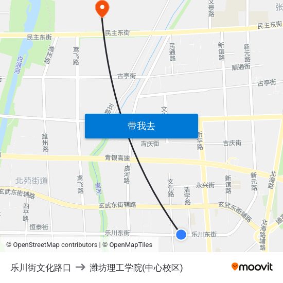 乐川街文化路口 to 潍坊理工学院(中心校区) map