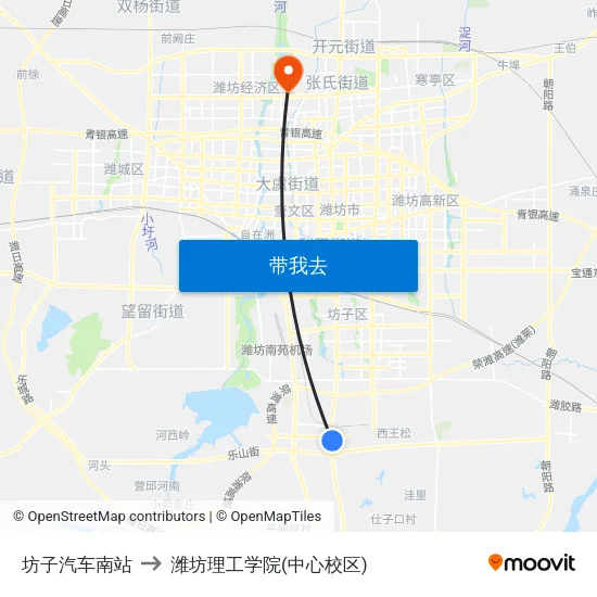 坊子汽车南站 to 潍坊理工学院(中心校区) map