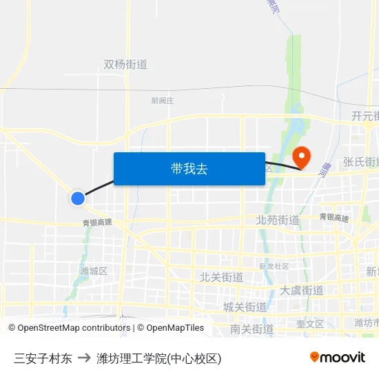 三安子村东 to 潍坊理工学院(中心校区) map