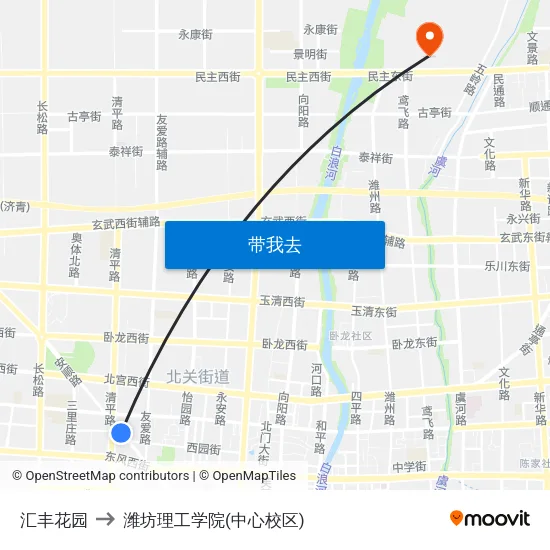 汇丰花园 to 潍坊理工学院(中心校区) map
