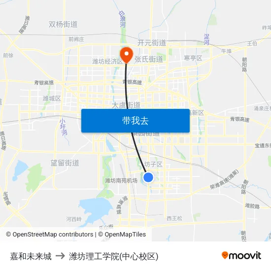 嘉和未来城 to 潍坊理工学院(中心校区) map