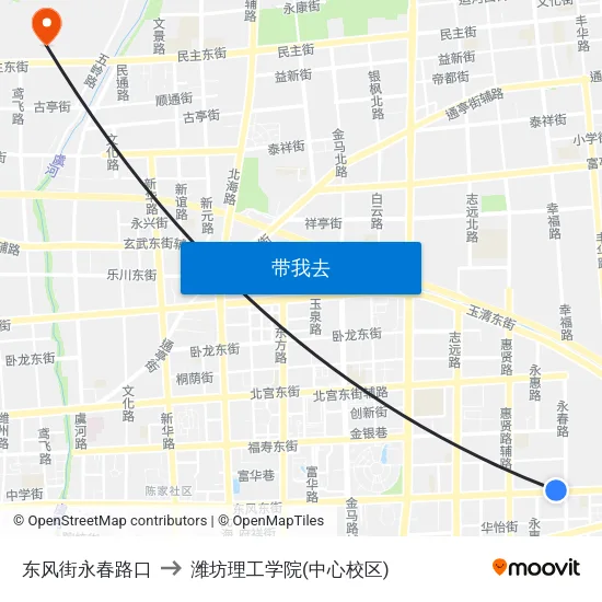 东风街永春路口 to 潍坊理工学院(中心校区) map