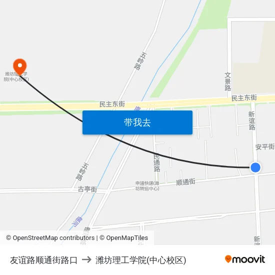 友谊路顺通街路口 to 潍坊理工学院(中心校区) map