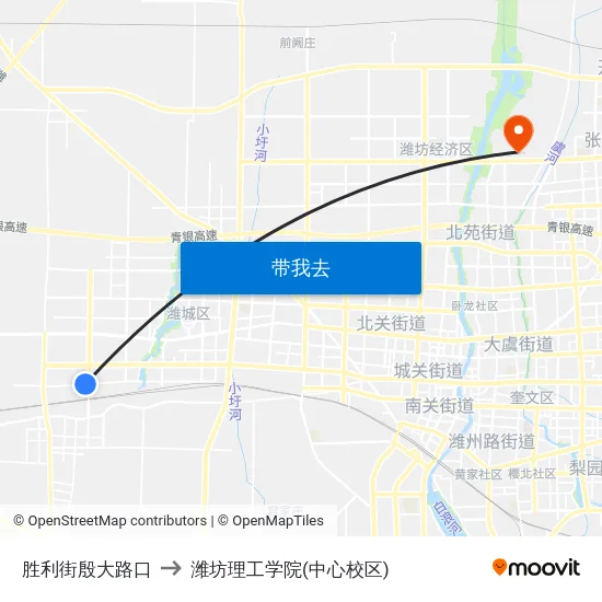 胜利街殷大路口 to 潍坊理工学院(中心校区) map