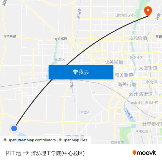 四工地 to 潍坊理工学院(中心校区) map