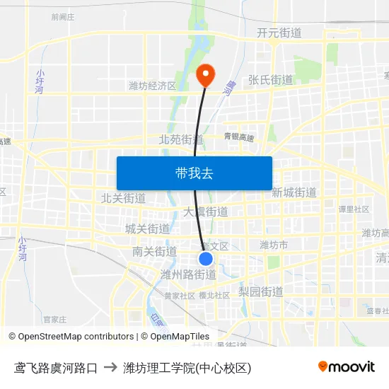 鸢飞路虞河路口 to 潍坊理工学院(中心校区) map
