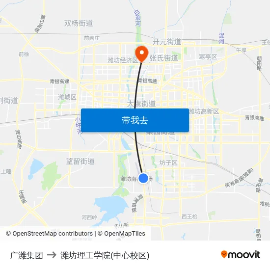 广潍集团 to 潍坊理工学院(中心校区) map