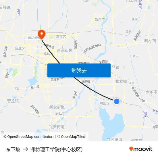 东下坡 to 潍坊理工学院(中心校区) map