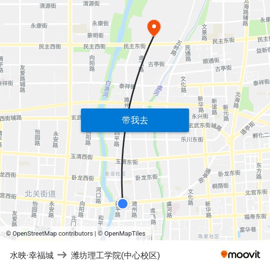 水映·幸福城 to 潍坊理工学院(中心校区) map