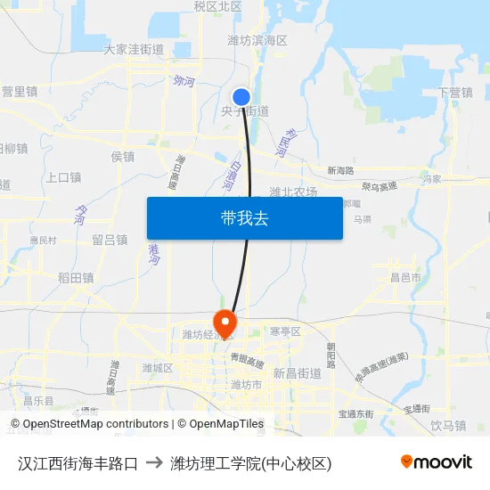 汉江西街海丰路口 to 潍坊理工学院(中心校区) map