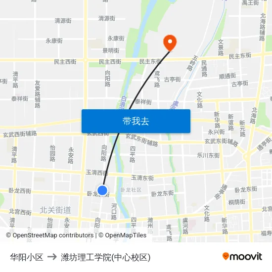 华阳小区 to 潍坊理工学院(中心校区) map