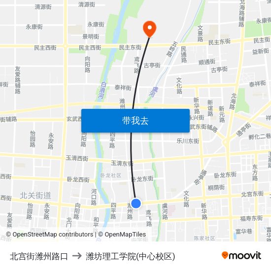 北宫街潍州路口 to 潍坊理工学院(中心校区) map