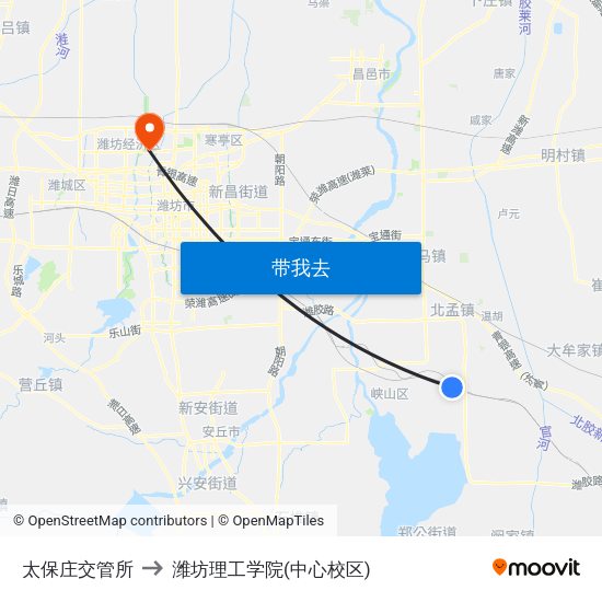 太保庄交管所 to 潍坊理工学院(中心校区) map
