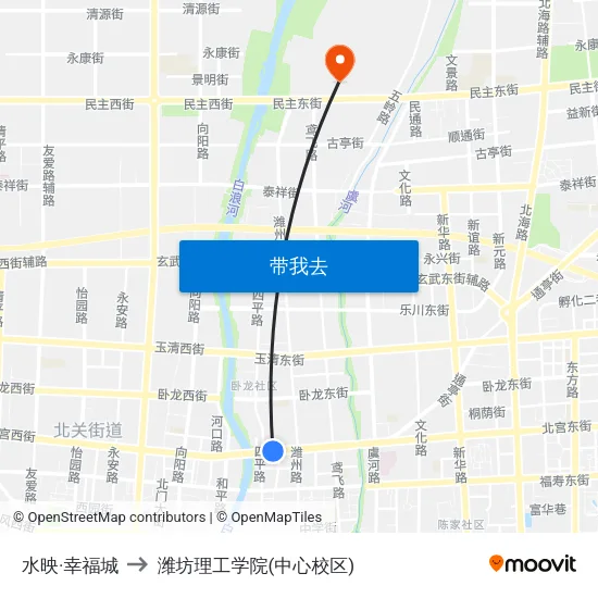 水映·幸福城 to 潍坊理工学院(中心校区) map