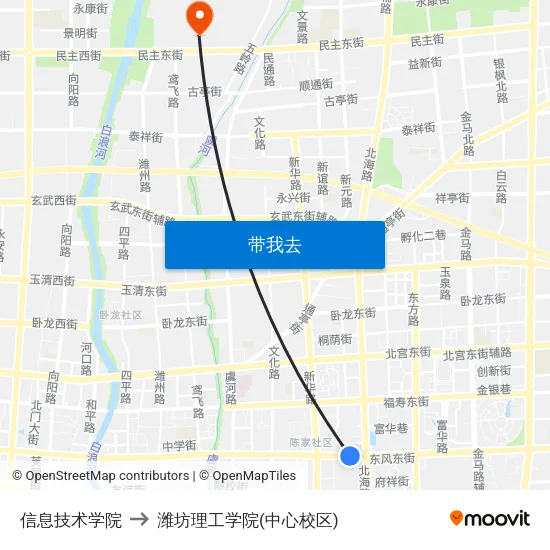 信息技术学院 to 潍坊理工学院(中心校区) map