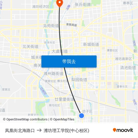 凤凰街北海路口 to 潍坊理工学院(中心校区) map