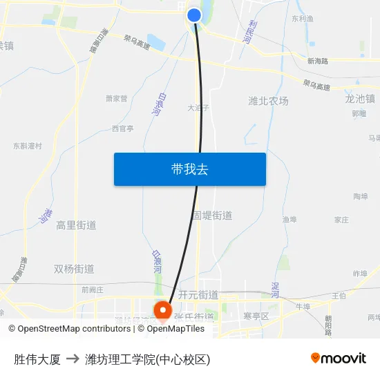胜伟大厦 to 潍坊理工学院(中心校区) map