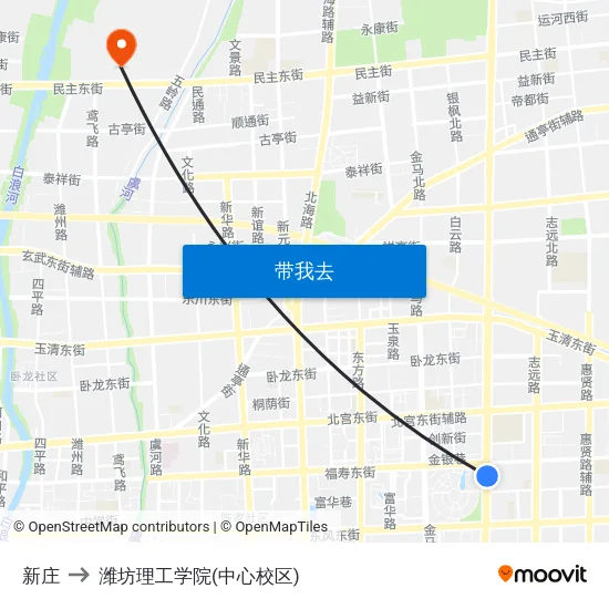新庄 to 潍坊理工学院(中心校区) map