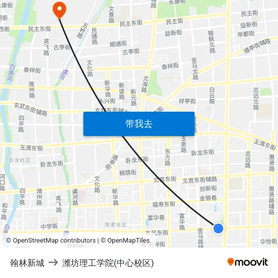 翰林新城 to 潍坊理工学院(中心校区) map