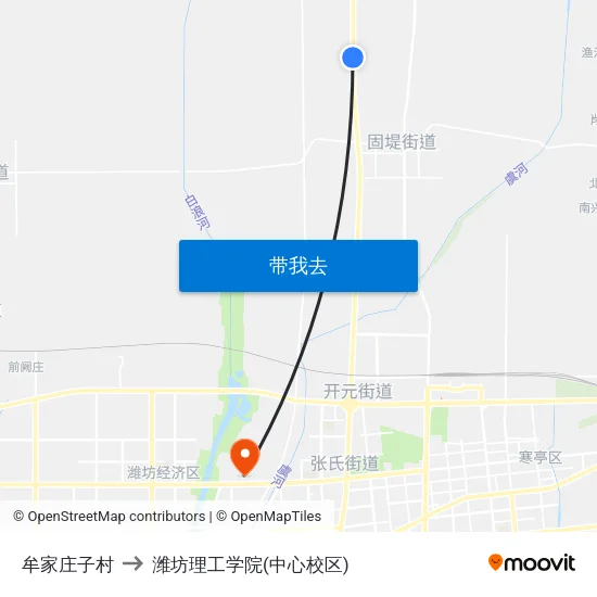 牟家庄子村 to 潍坊理工学院(中心校区) map