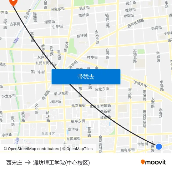 西宋庄 to 潍坊理工学院(中心校区) map