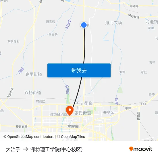 大泊子 to 潍坊理工学院(中心校区) map