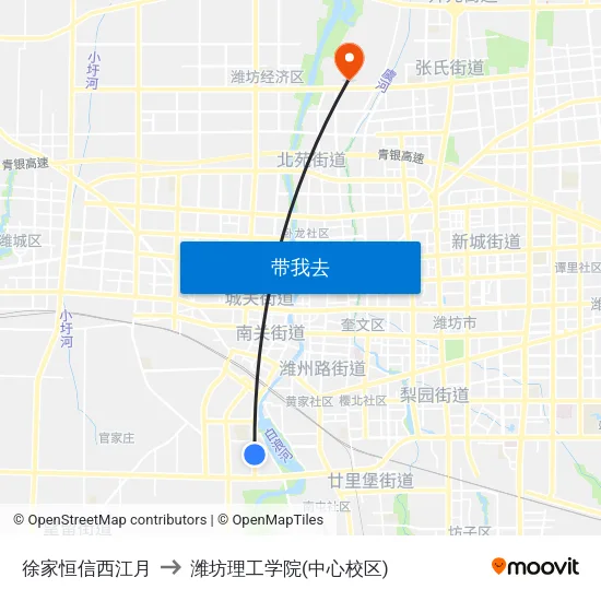 徐家恒信西江月 to 潍坊理工学院(中心校区) map
