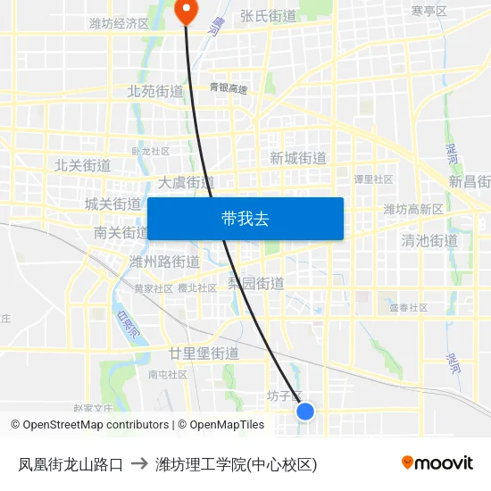 凤凰街龙山路口 to 潍坊理工学院(中心校区) map