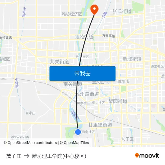 茂子庄 to 潍坊理工学院(中心校区) map